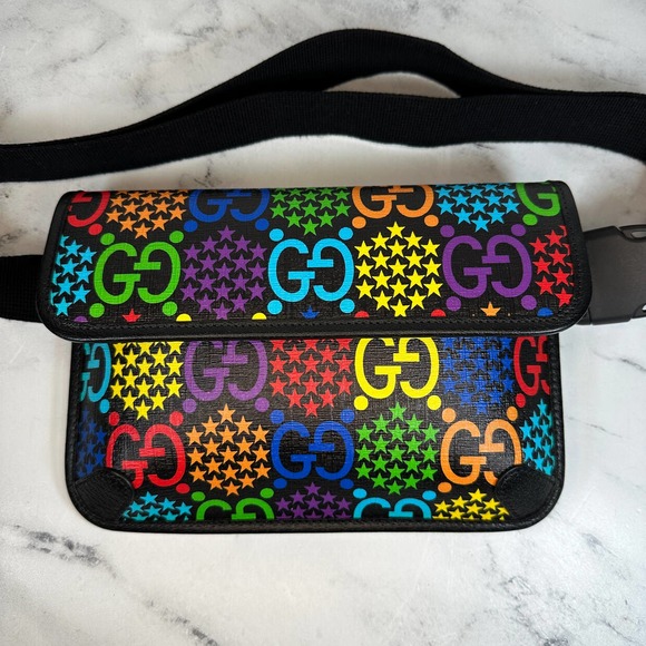 Gucci Psychedelic Belt Bag GG Supreme Monogram Crossbody Bumbag Slim Multicolor - Picture 3 of 16